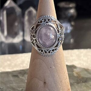 Galilea Rose Quartz Ring Set In Rhodium Over Sterling Silver 9ctw